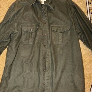Eddie Bauer Shirt Men Tall L  Green Button Down Fleece Lined Shacket Tall